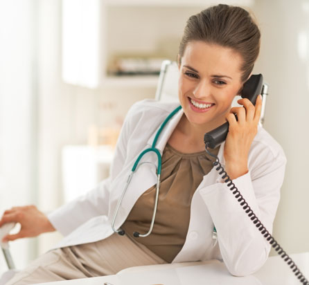 Woman doctor on phone